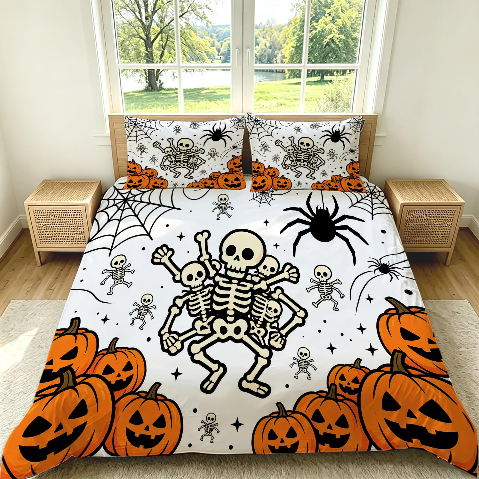 Komplet pościeli 240 x 260 cm poszewka na kołdrę z trupią czaszką Halloween