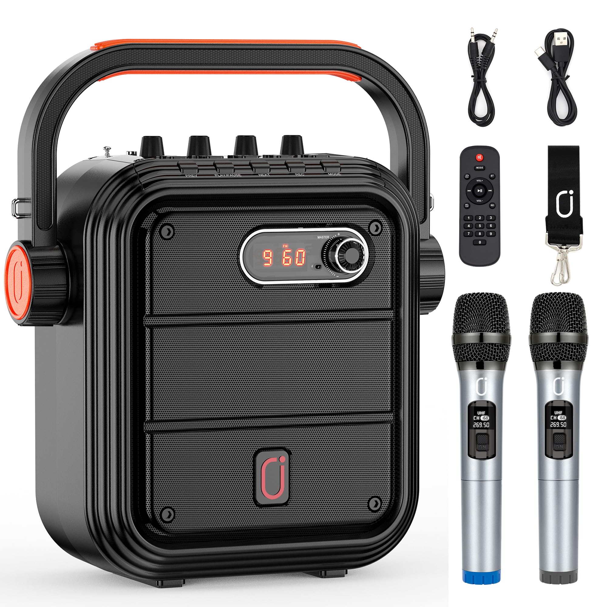 Buy JYX Karaoke Machine with 2 Wireless Microphones, Portable Bluetooth ...