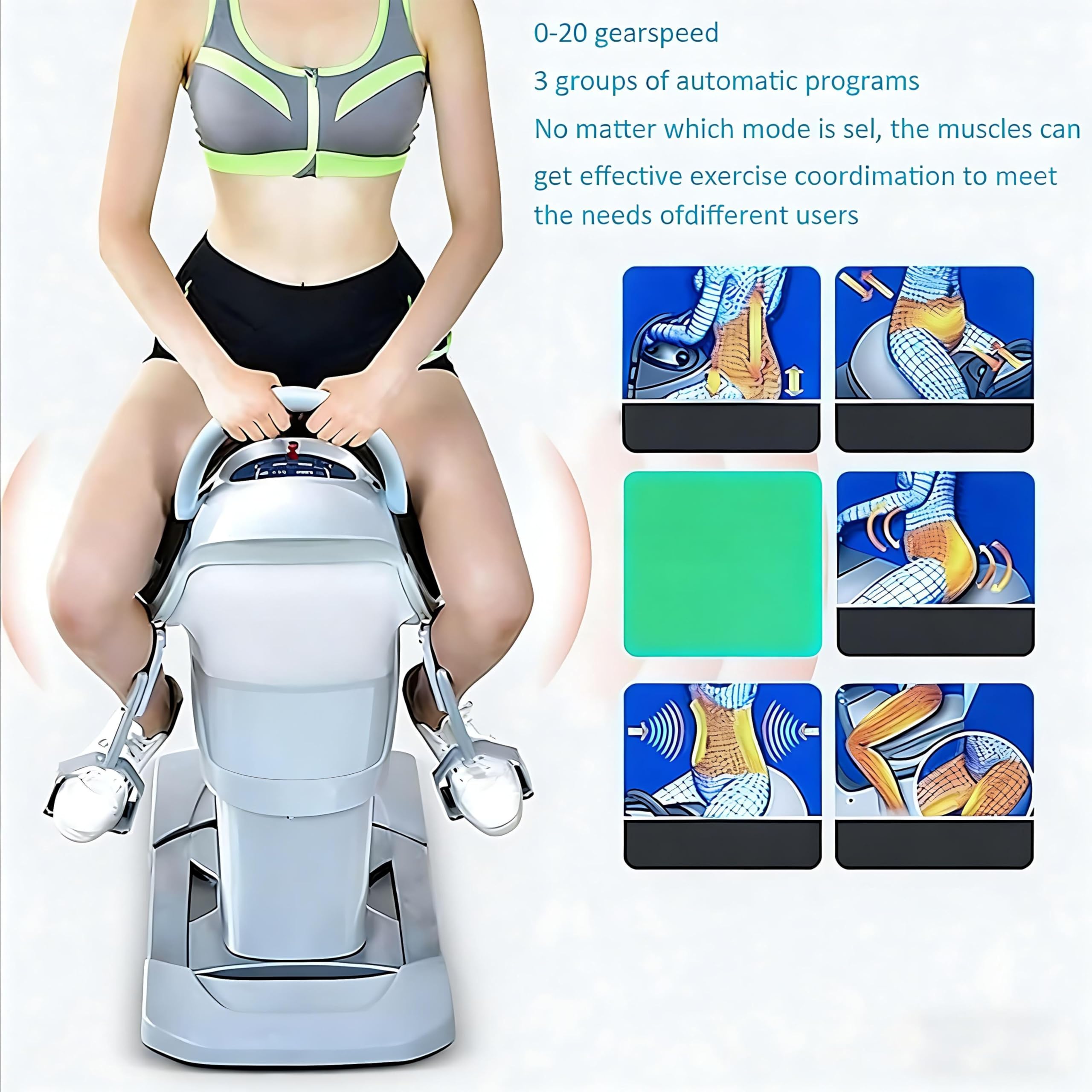 Máquina de Entrenamiento Abdominal con simulación 3D de 200 W para Interiores, Pantalla LCD táctil de un Solo Toque y 3 Modos Ajustables para Cintura y piernas.