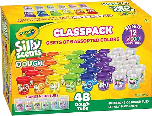 Crayola Masa perfumada paquete de 48 – Recuerdos de fiesta y juguetes para niños, juego de masa Crayola no tóxica para diversión creativa, 6 colores