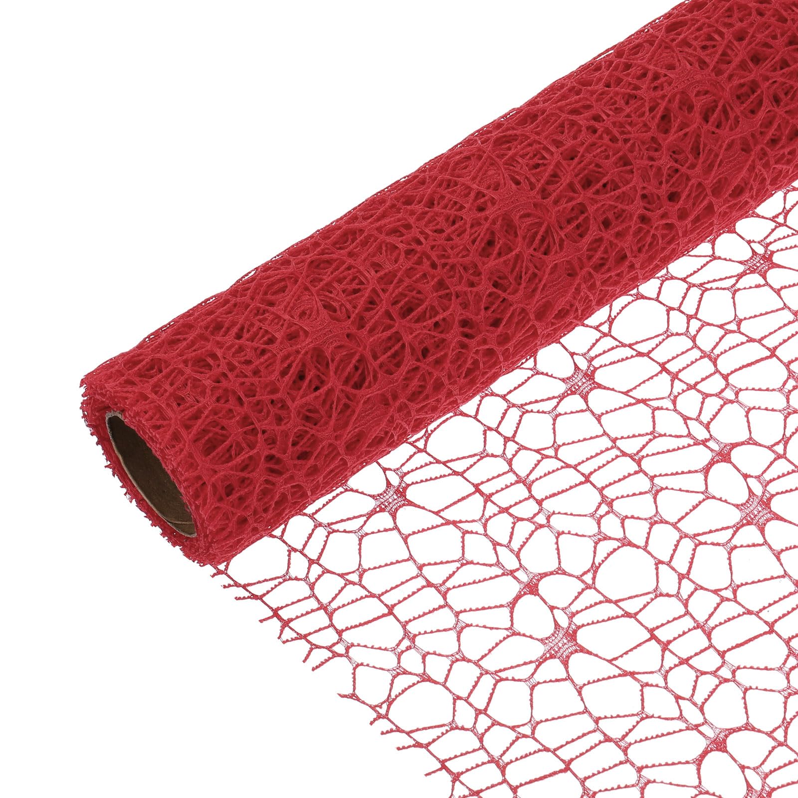 PATIKIL 180" L x 19.7" W Jacquard Net Mesh, Korean Openwork Floral Bouquet Wrapping Paper for Packaging Fresh Flower Wedding Valentine's Day Florist Supplies, Red