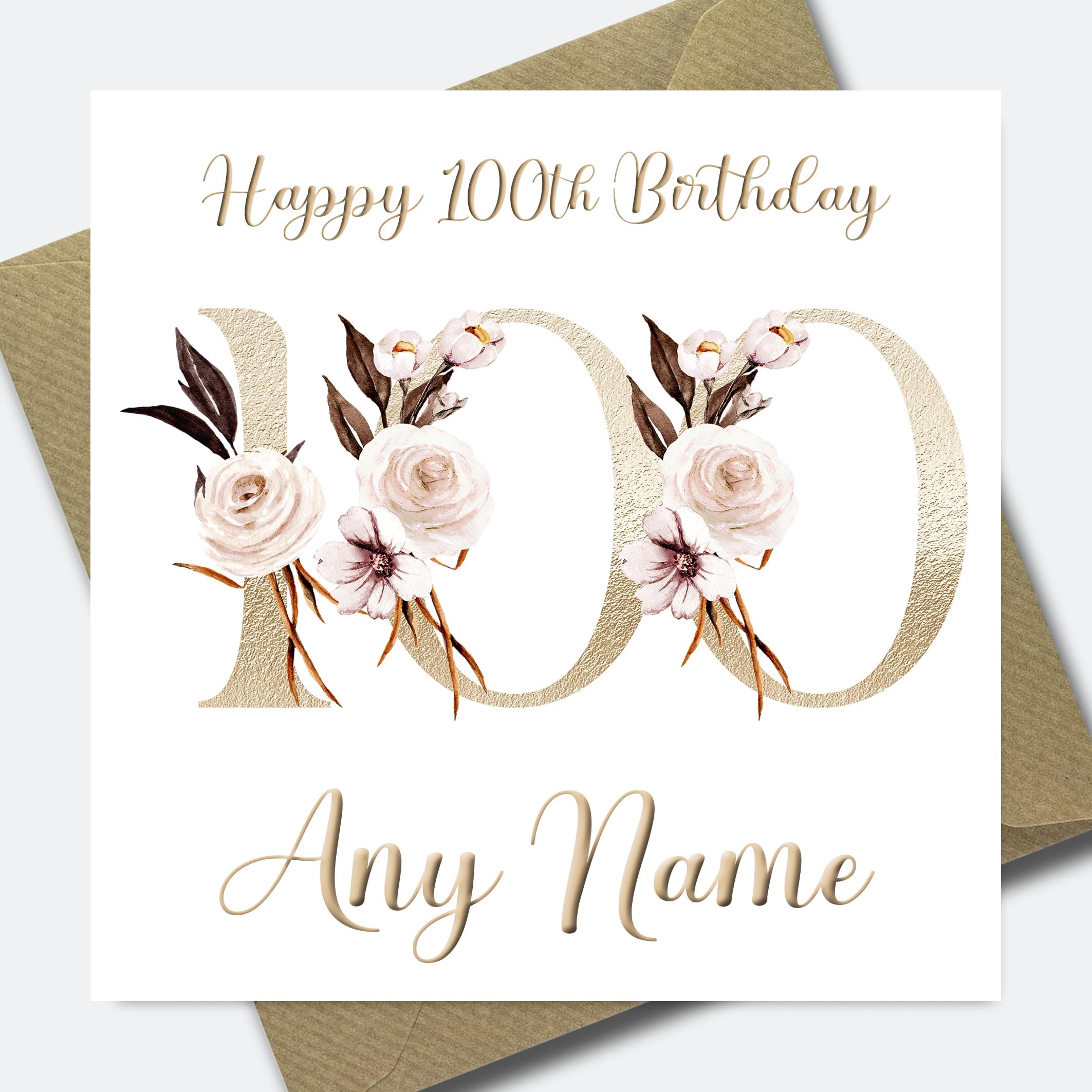 Personalised 100th Birthday Card - One hundred Birthday card for women ...