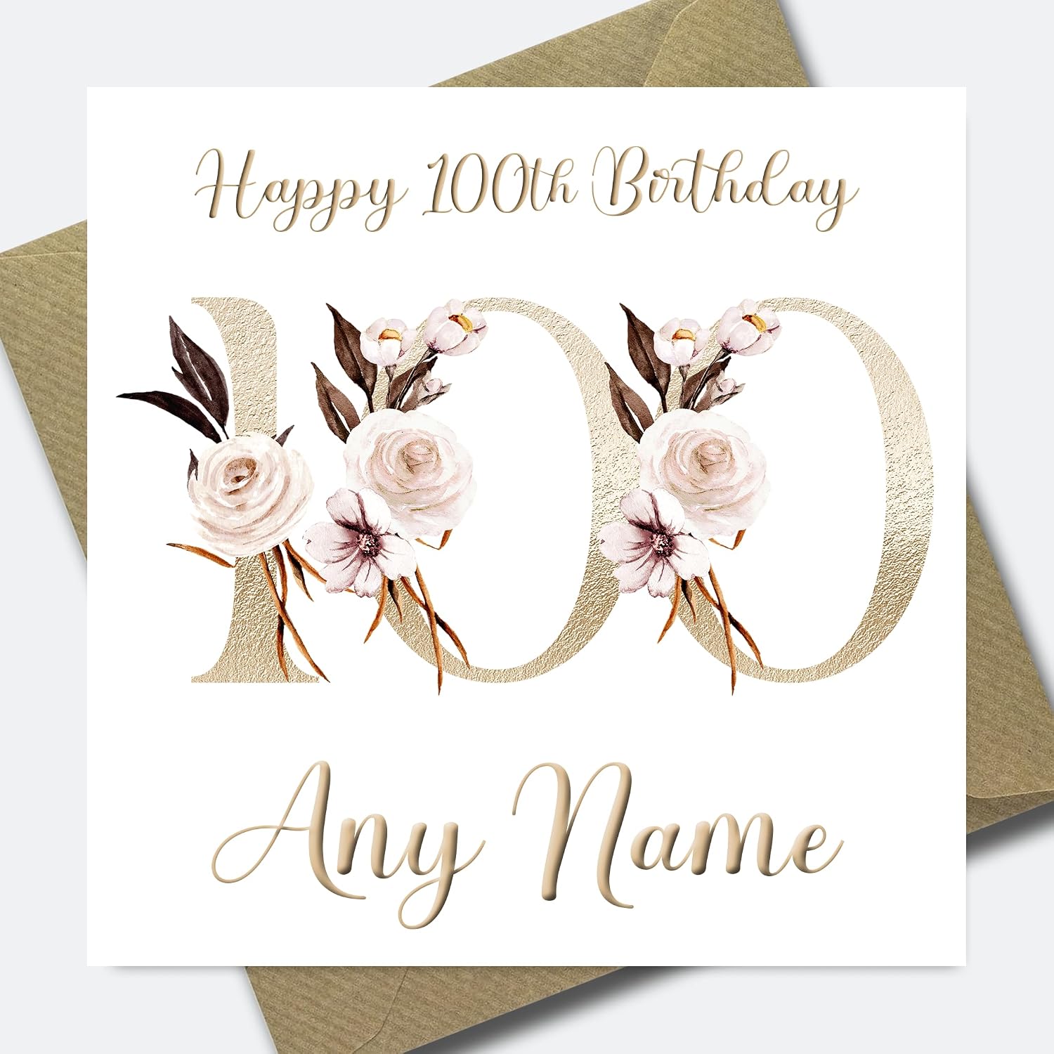 Personalised 100th Birthday Card - One hundred Birthday card for women ...