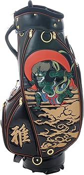Amazon | 風神雷神キャディバッグ (ブラック) | 伝統美「雅」 | メンズ