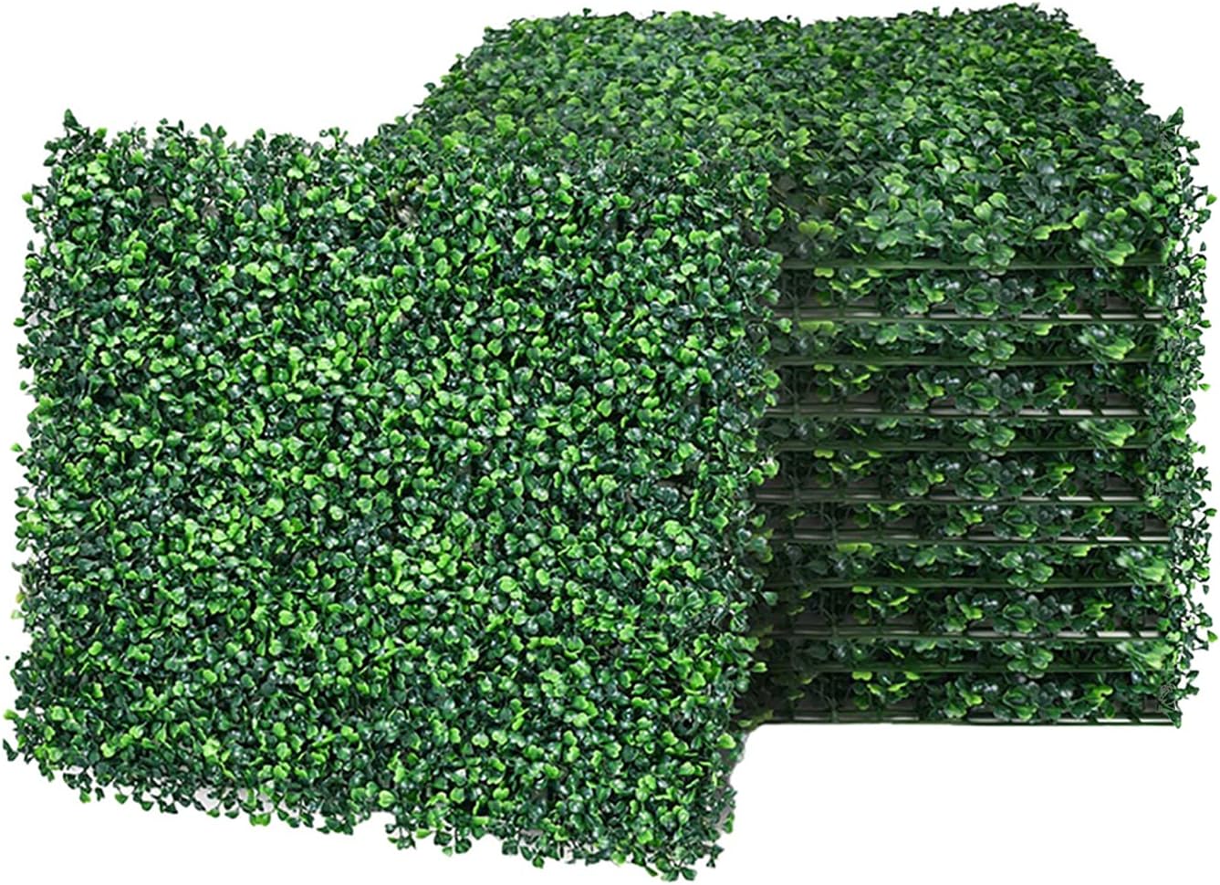 Warmiehomy 6 PCS Artificial Leaves Hedge Panels Hedge Wall Panels Artificial Grass Backdrop Wall 40 X 60cm 4cm Green Grass Wall for Decor Privacy Fence Indoor Outdoor Garden (Drak Green, 6 Pcs)