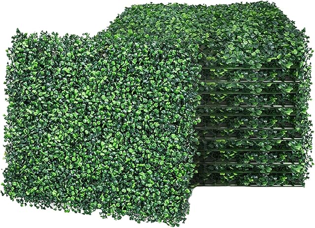 6 PCS Artificial Leaves Hedge Panels Hedge Wall Panels Trellis with Artificial Leaves Artificial Grass Backdrop Wall 40 X 60cm 4cm Green Grass Wall for Decor Privacy Fence Indoor Outdoor Garden