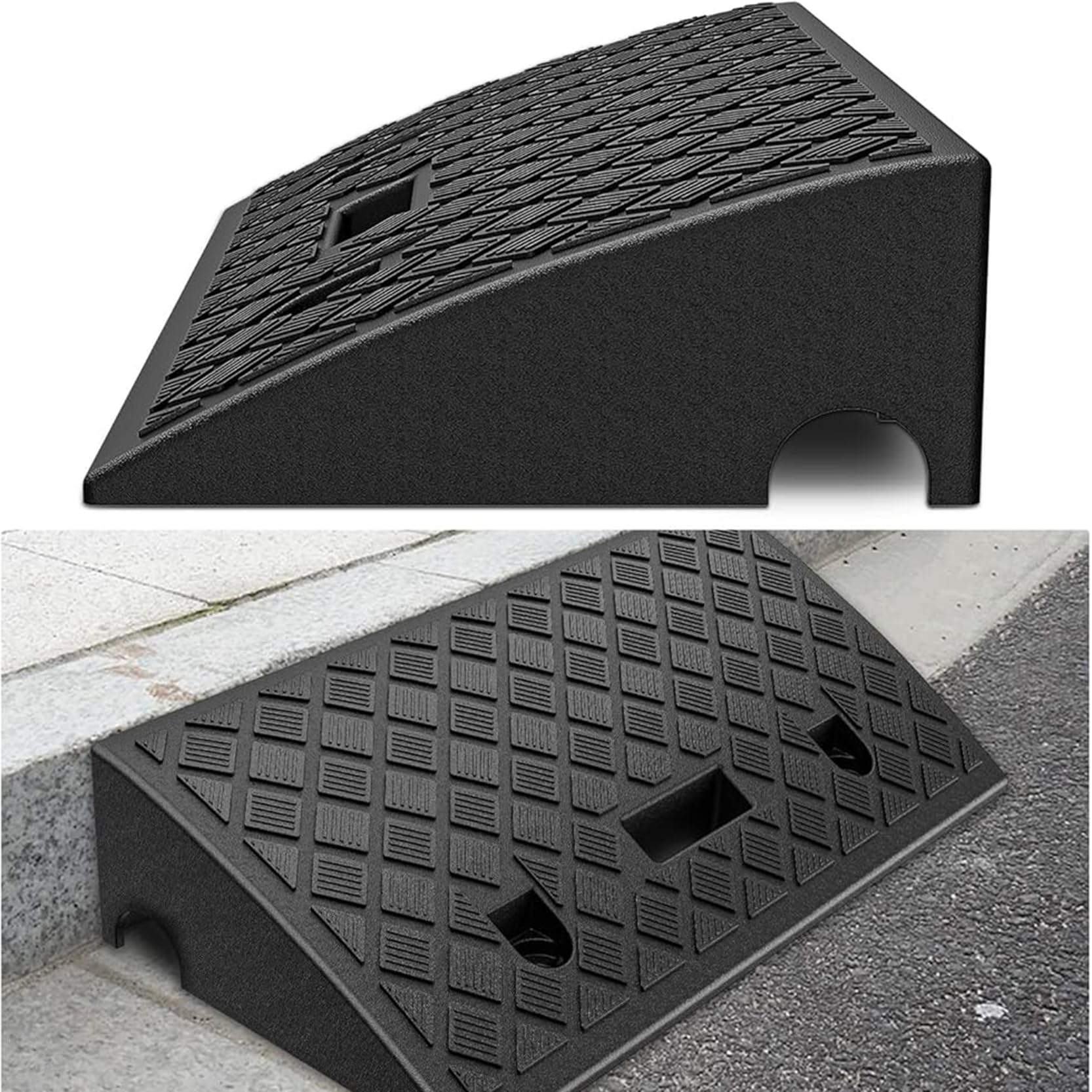 Rampa Portátil para Acera,Rampa para Silla de Ruedas,Rampa para Coche-para Cortacésped,Scooter, Motocicleta,Carga de 3300 Libras,Paquete de 2, 19,3 x 10,4 x 4,2 Pulgadas