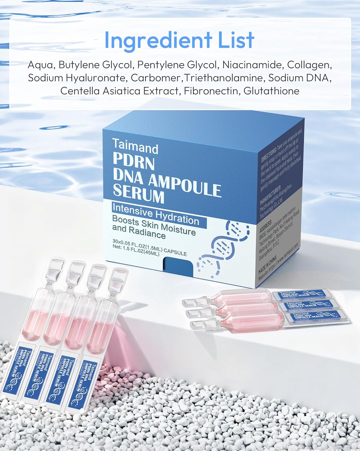 99% Purity Salmon DNA PDRN Ampoules (0.05 fl.oz x 30e) - Korean Skincare Hydrating Anti-Aging Serum for Sensitive Skin, Portable Vials with Hyaluronic Acid & Niacinamide, Face & Neck - Image 9