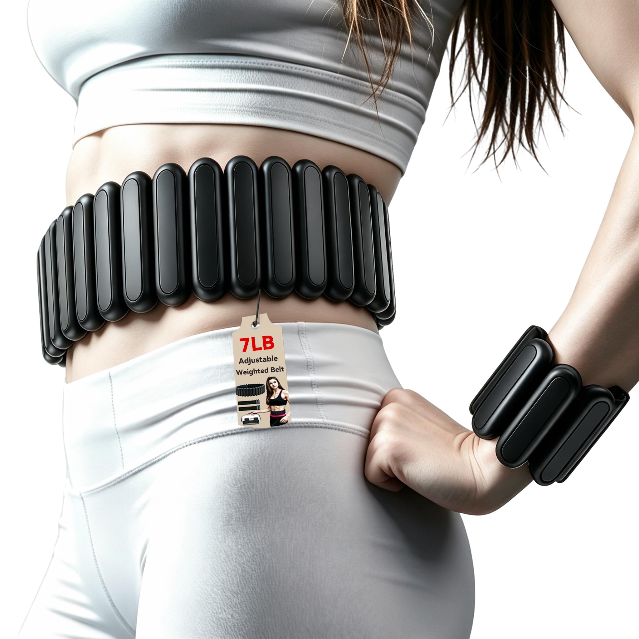 Silicone Adjustable Weighted Belt for Women & Men – DIY Weighted Walking & Exercise Belt with Removable Weights – Gym, Strength Training, Yoga, Hiking – Free Weight Adjustment for Wrist & Ankle（7lb-image-18