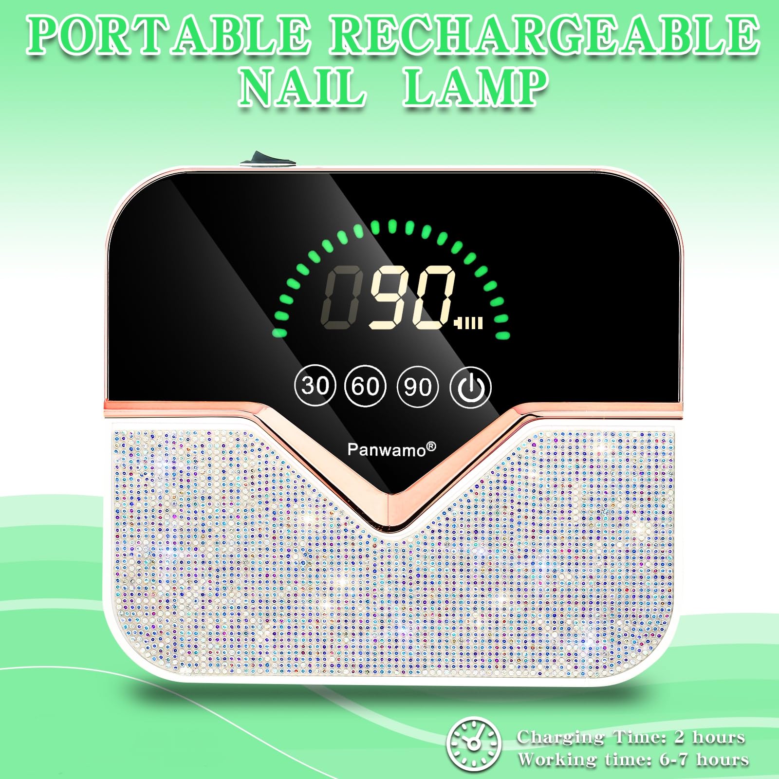 Lámpara de uñas LED UV recargable, secador de uñas inalámbrico para esmalte de gel, lámpara de uñas UV con ajuste de 3 temporizadores y pantalla táctil LCD, lámpara de secado profesional con 45