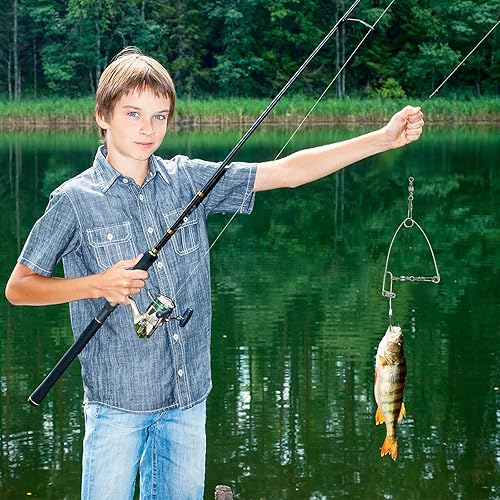 Miniatura 5 de Chivao 16 Pieces Automatic Ice Fishing Hooks Device Stainless Steel Spring Loaded Fishing Traps Automatic Trapping Gear Actuated Tools with Spring