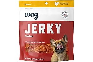 Wag Chewy Whole Muscle American Jerky Made in USA Dog Treats: Wholesome Chicken Flavor Bursts