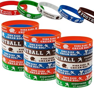 40PCS Football Party Motivational Rubber Bracelets, Sports/Football/Super Bowl Baby Shower Birthday Party Supplies Decorat...