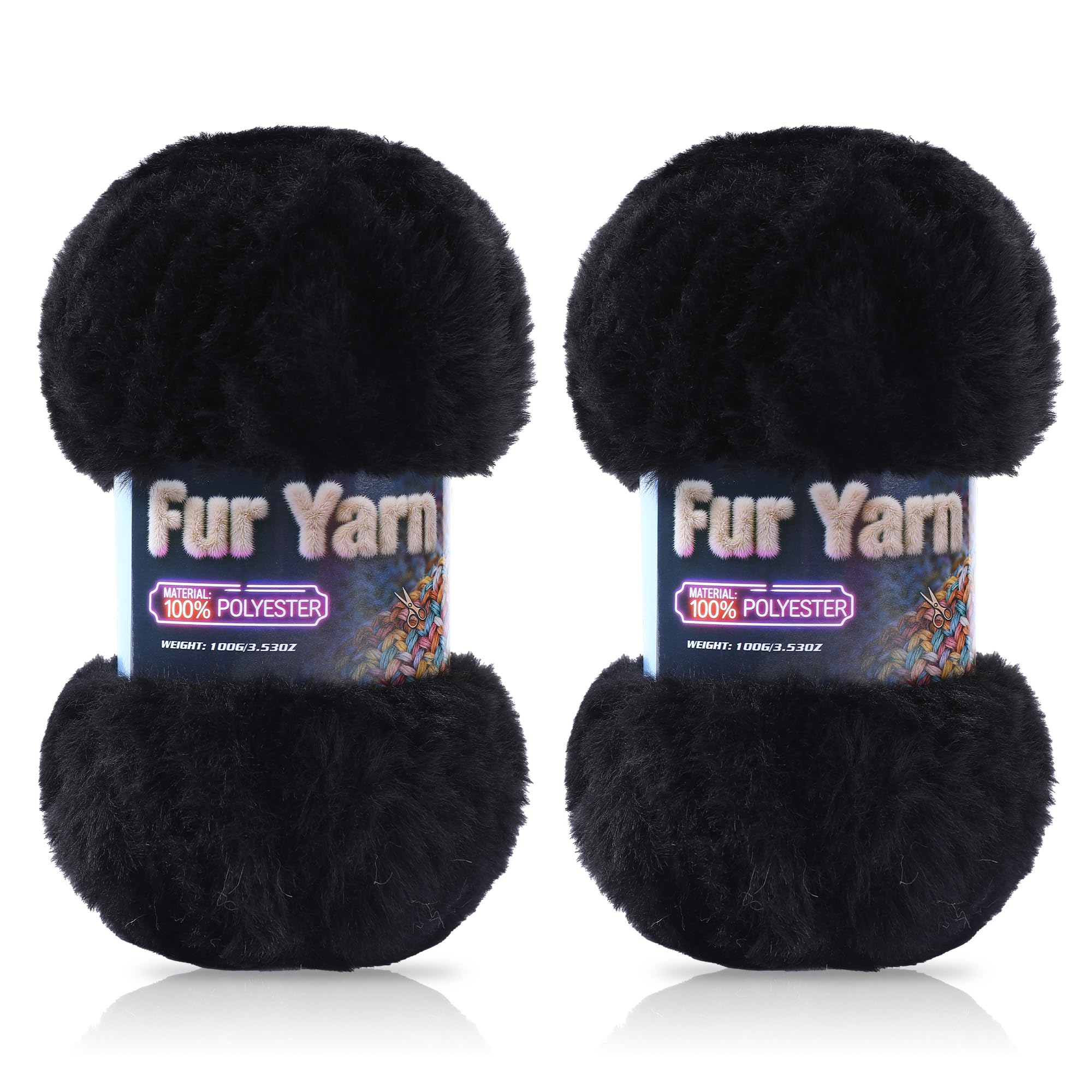 Faux Fur Yarn Soft Fluffy for Crocheting - 2 Skeins(Each 3.5oz/100g, 71yd/65m) - Chunky & Fluffy Yarn for Crochet Amigurumi, Blankets, Hand Knitting, Scarves &Crafts (2, Beige) — view 22