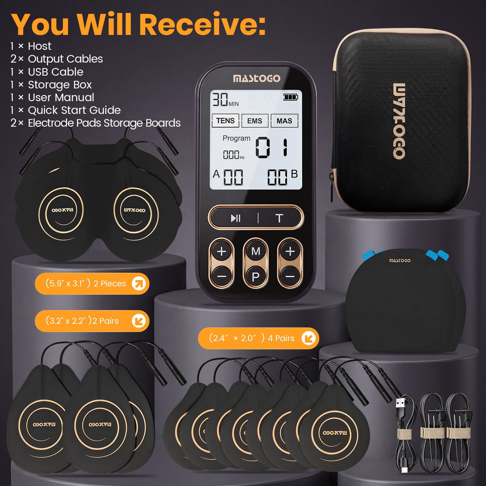 MASTOGO 60 Modes 3 in 1 TENS Unit Muscle Stimulator for Pain Relief — Amazon image 7