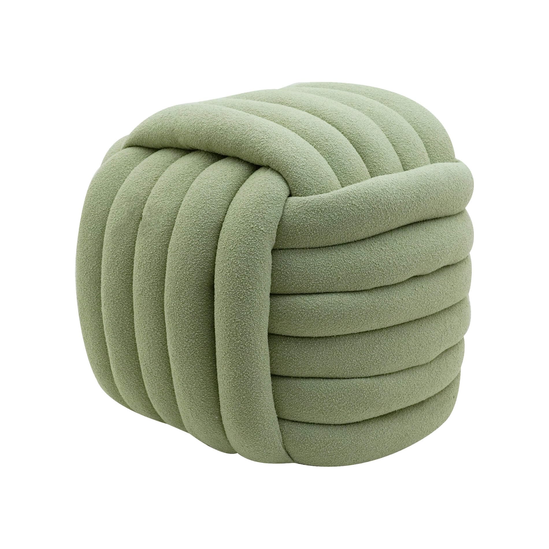 Rebecca Mobili Pouf Moderno, Pouf a Gomitolo, Verde, Tessuto Poliestere MDF, Design Originale, Poggiapiedi, per Salotto - Misure HxLxP: 45 x 50 x 50 cm - Art. RE7051