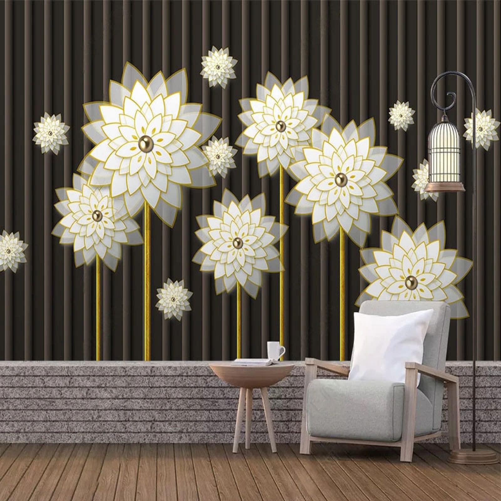 Papier Peint Moderne 3D Blanc Décoration Murale Salon TV 250x175cm