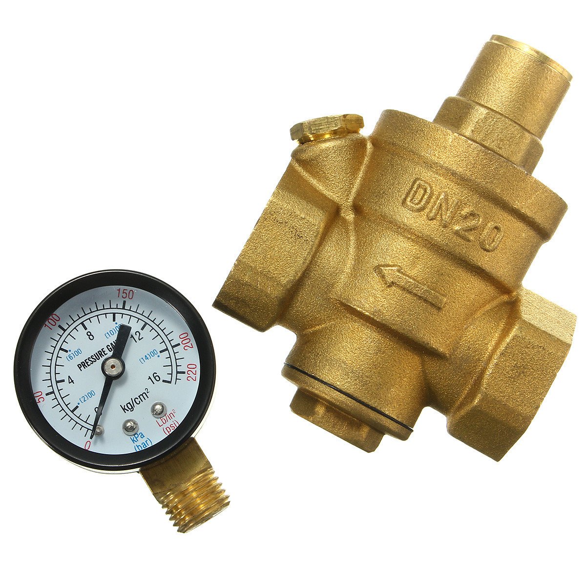 Werse Dn20 3/4 Zoll Bspp Messing Wasserdruckminderer Mit Manometer Flow Einstellbar