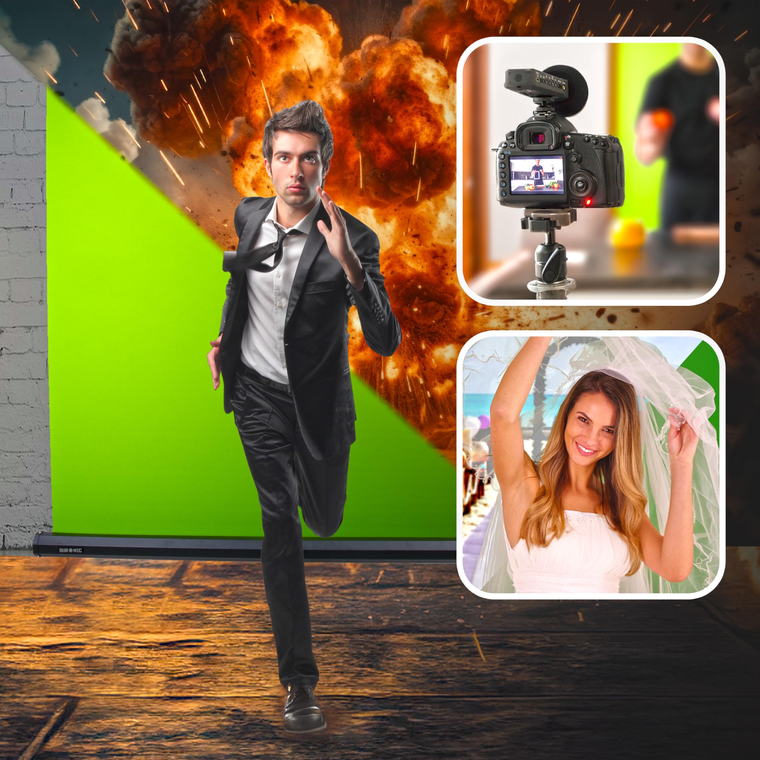 Duronic FPS15 GN Fond Vert 150 x 130 cm Décor pour Filmer des vidéos