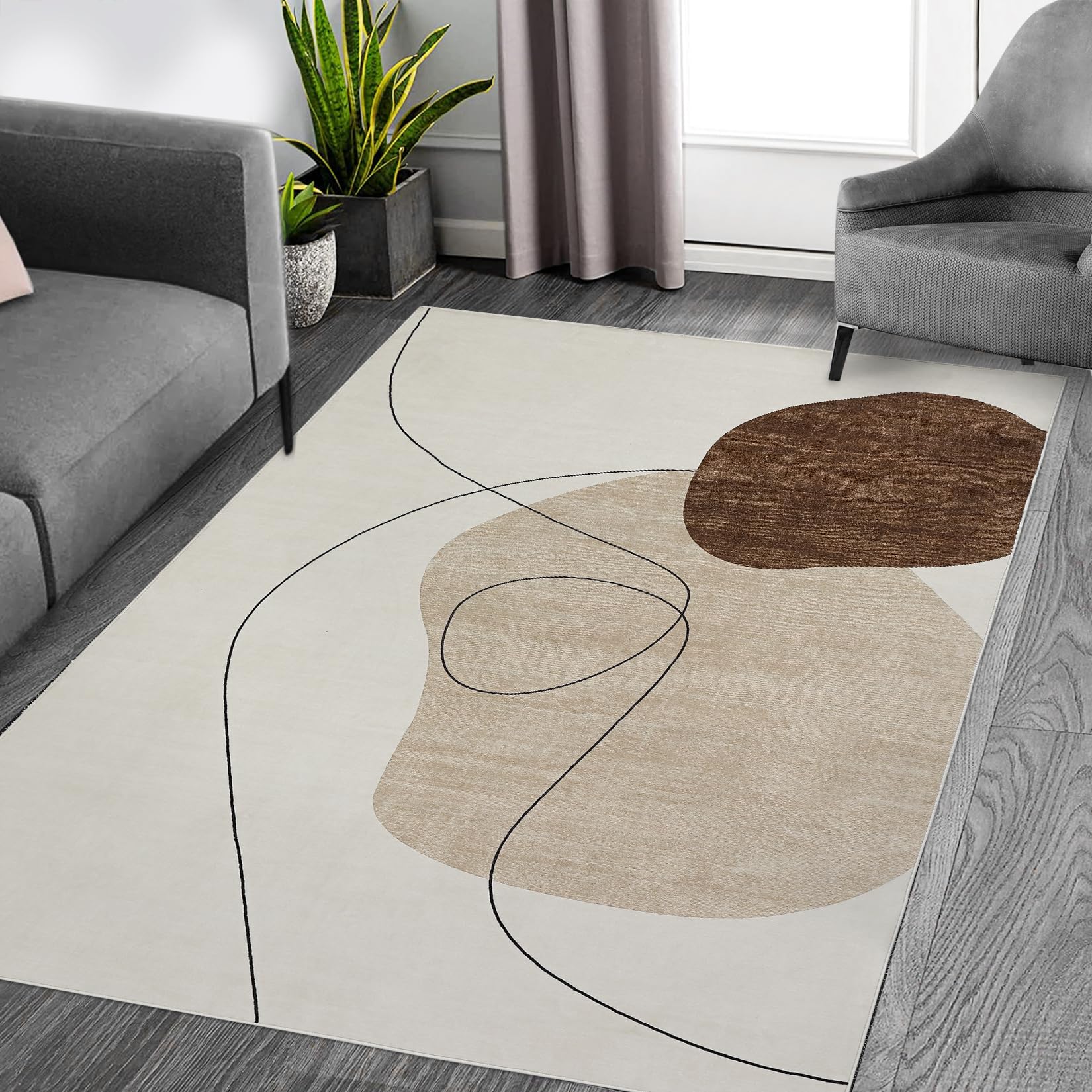 Photo 1 of RUGSREAL 8x10 Area Rug Large Living Room Bedroom Area Rug Indoor Modern Abstract Area Rug Washable Boho Rug Geometric Rug for Bedroom, 8' x 10' 8' x 10' Grey