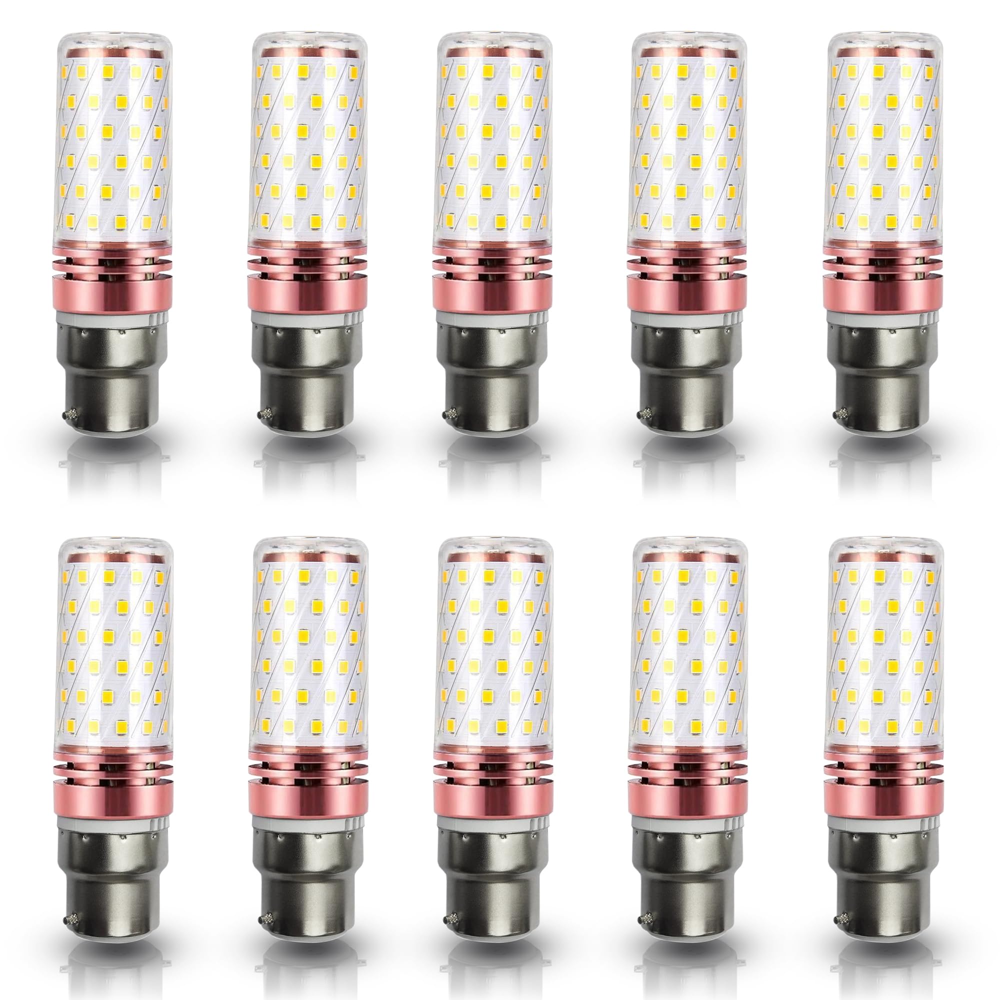 LEDSone B22 Bayonet LED Corn Light Bulb 12W, Cool White Day White Warm White, 1450LM, 360° Beam Angle 240V, Bayonet LED Corn Lamp, Not Dimmable, Pack of 10