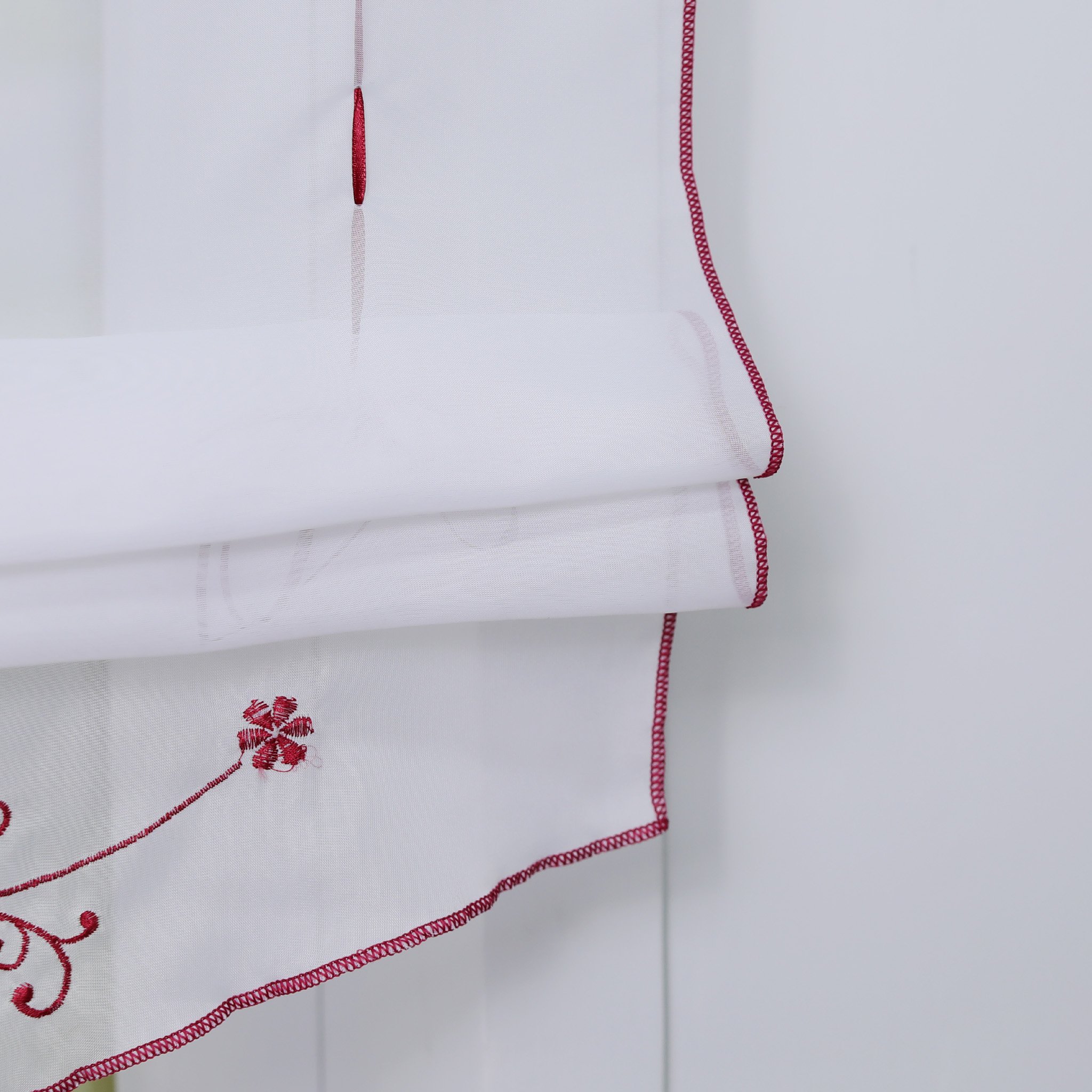 Tenda A Pacchetto JoysWahl Alexandra In Voile – 60x140 Cm, Colore Rosso, Tessuto Trasparente Con Stampa Di Rami, Con Passanti, Per Finestre Da Interno - 3