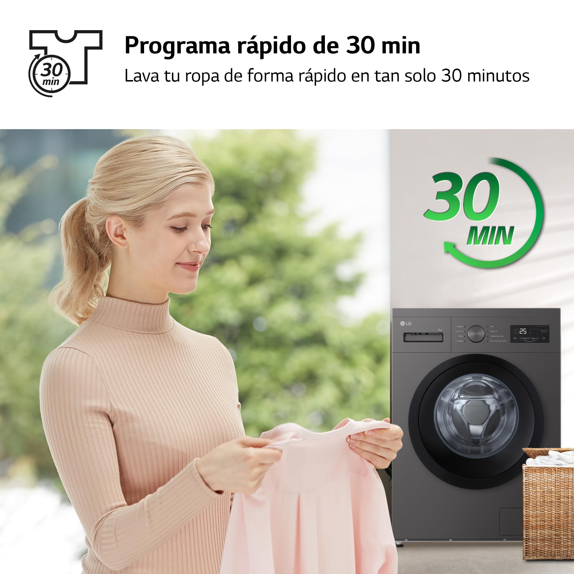 LG F4A10S8NDK.ADSQCES - Lavadora, 8 kg, 1400 rpm, Carga Frontal, 8 Programas, Programa Rápido y Programa Lavado a Mano, Fondo Especial Reducido, Display LED, Serie 100, Grafito Silver