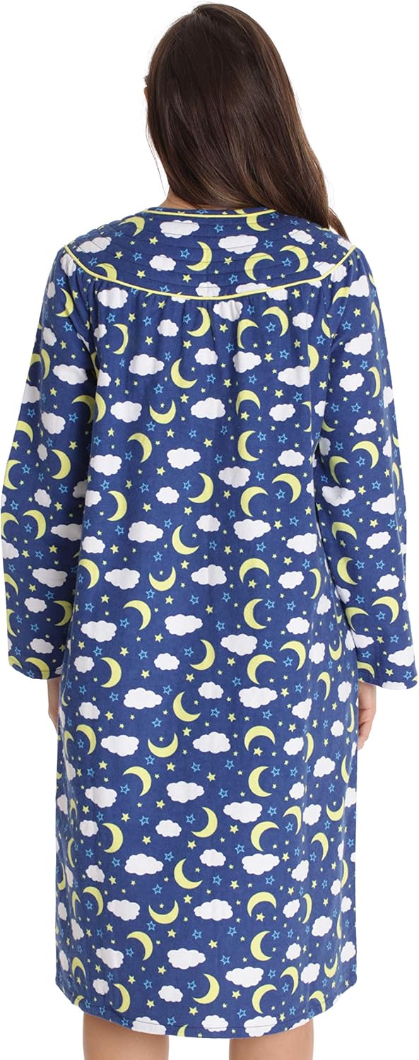 Dreamcrest Women’s Snap-Front House Coat Flannel Duster Robe with Pockets - Image 3