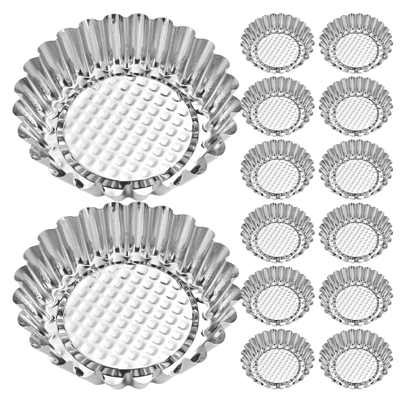 Set 20 Stampi Mini Crostatine in Acciaio Inox Antiderente Teglie per Crostate a Forma di Fiore Diametro 8 CM Pirottini per Cupcake e Dolci Utensili da Forno Riutilizzabili per