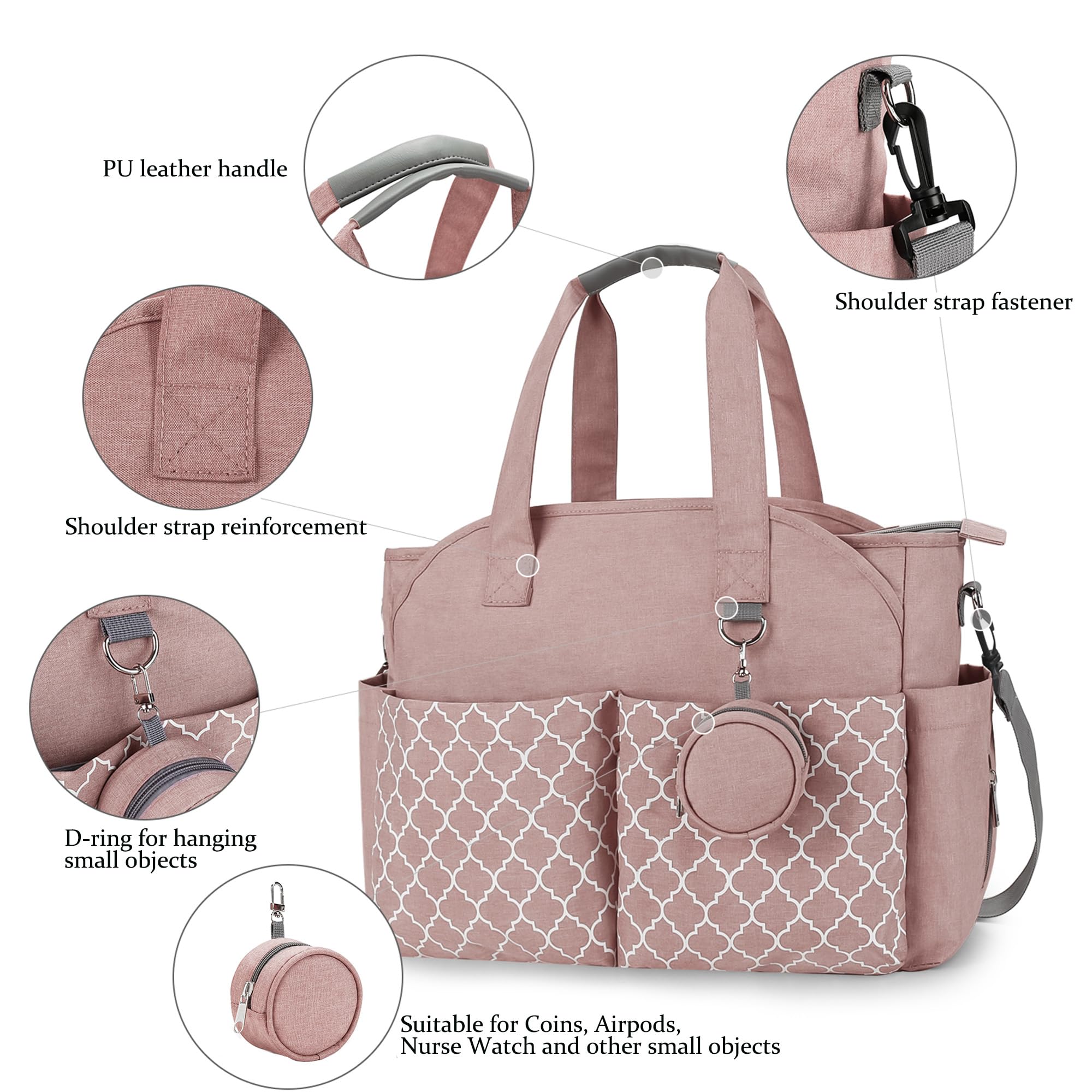 Korolev Nurse Bag for Work, Nurse Tote Bag, Nursing Bag with Multiple Pockets for Nurse and Working Women