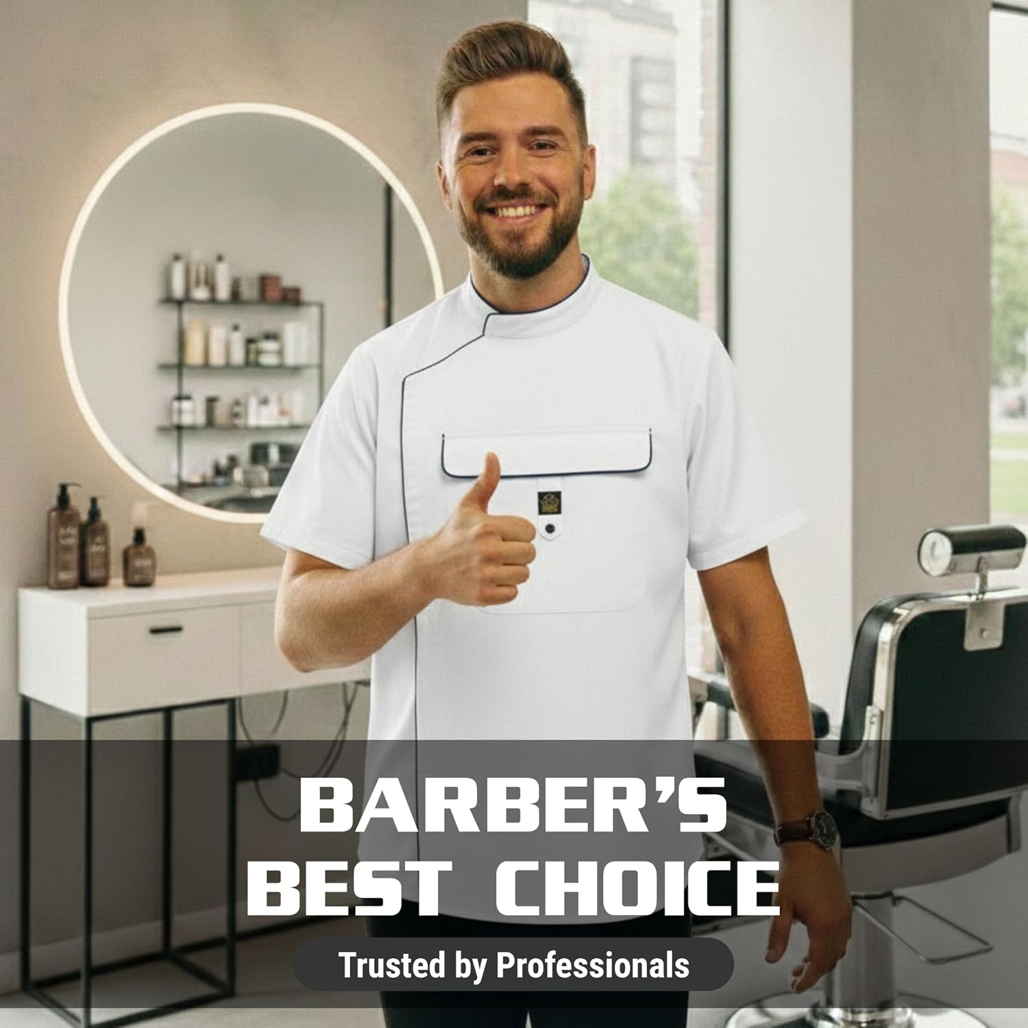Barber Jacket for Men – Professional Barber Jackets with Zipper, Pockets, Water & Hair Proof - Barber Smock
