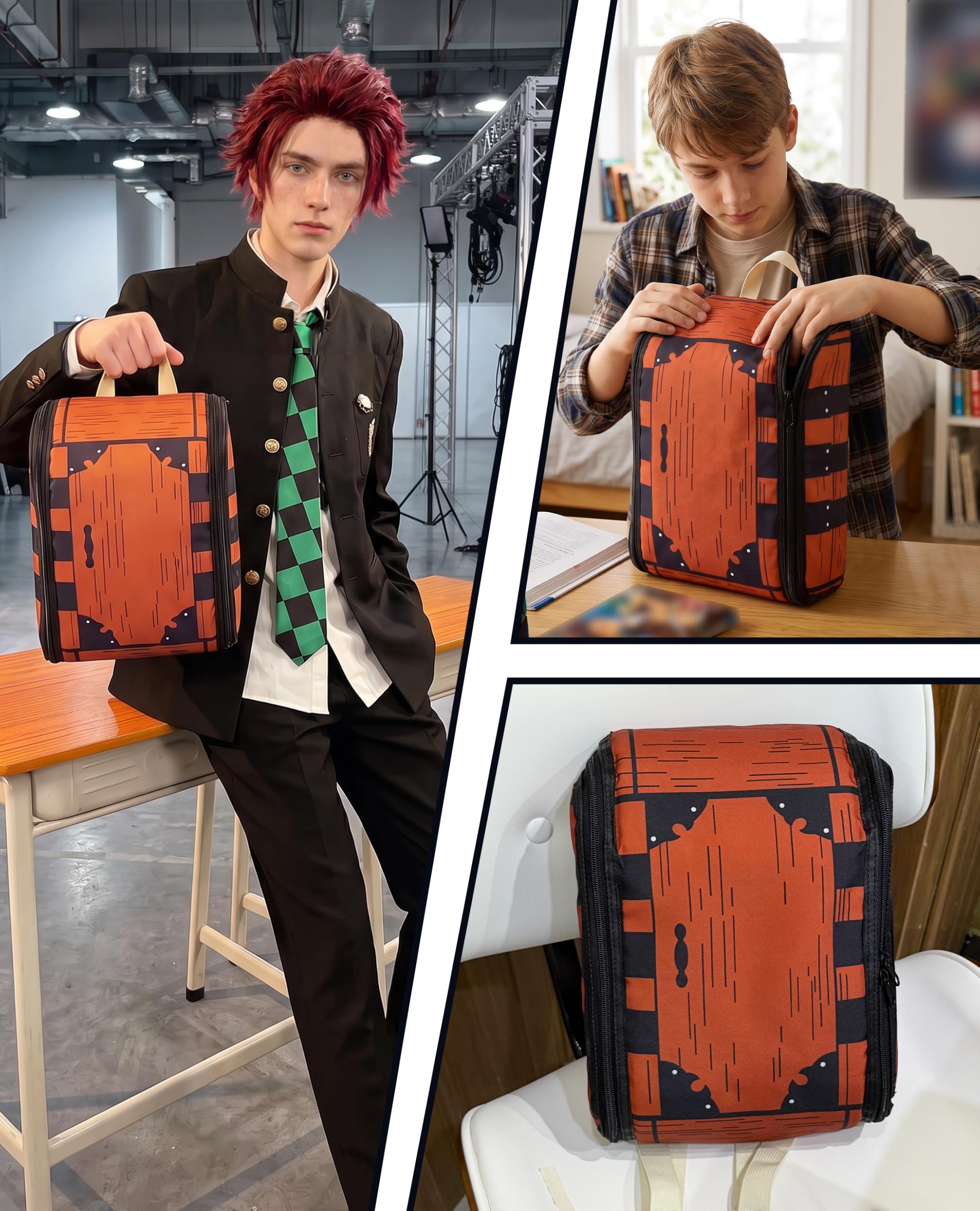 Mochila de cosplay, caja de regalo con impresión de madera, mini bolsa, accesorios de disfraces, accesorios de disfraces, 11.8 x 8.6 pulgadas, pequeña