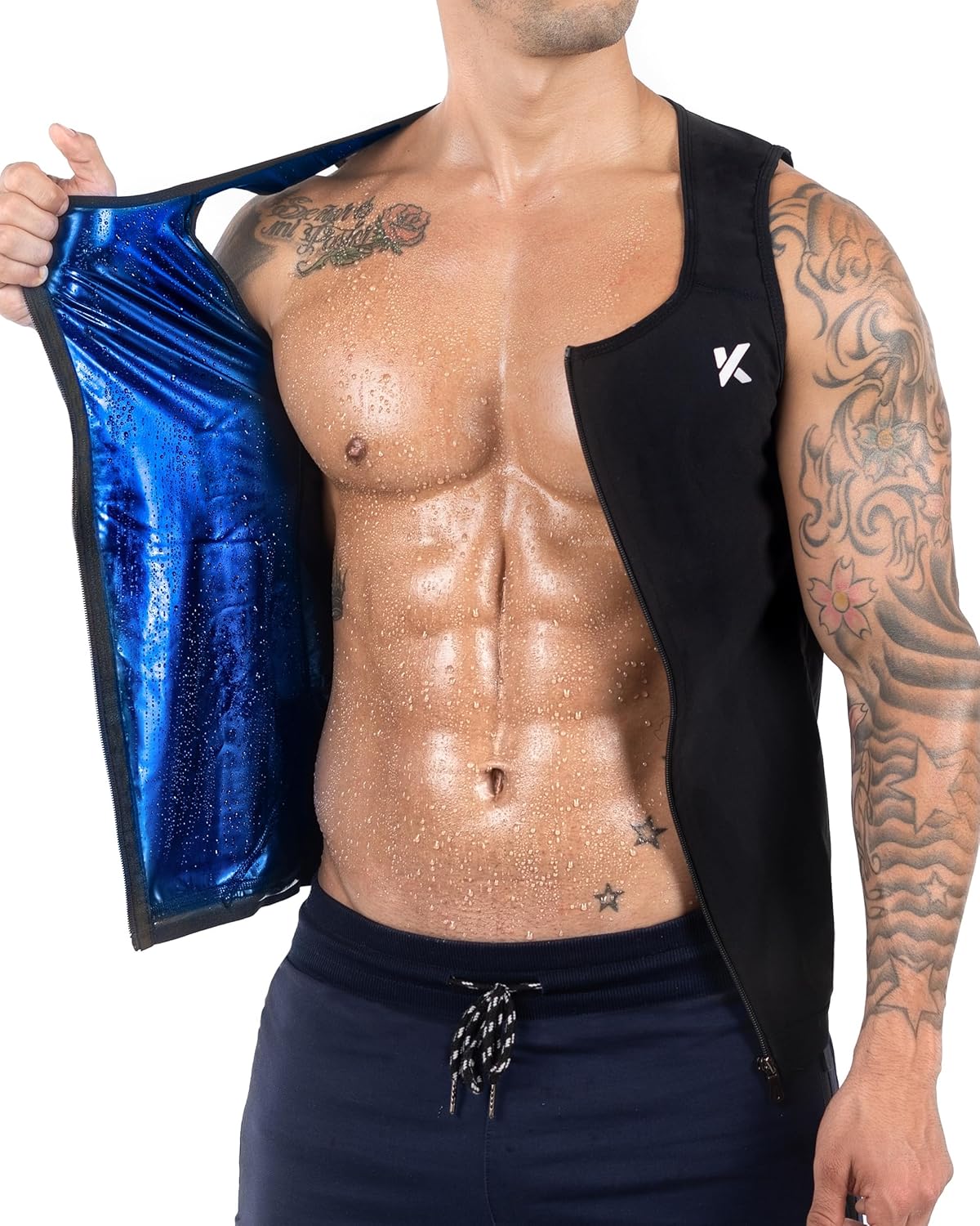 Kewlioo Men's Heat Trapping Zipper Sweat Enhancing Vest - Sauna Suit Shirt Compression Vest Shapewear Top for Gym Exercise - Image 2