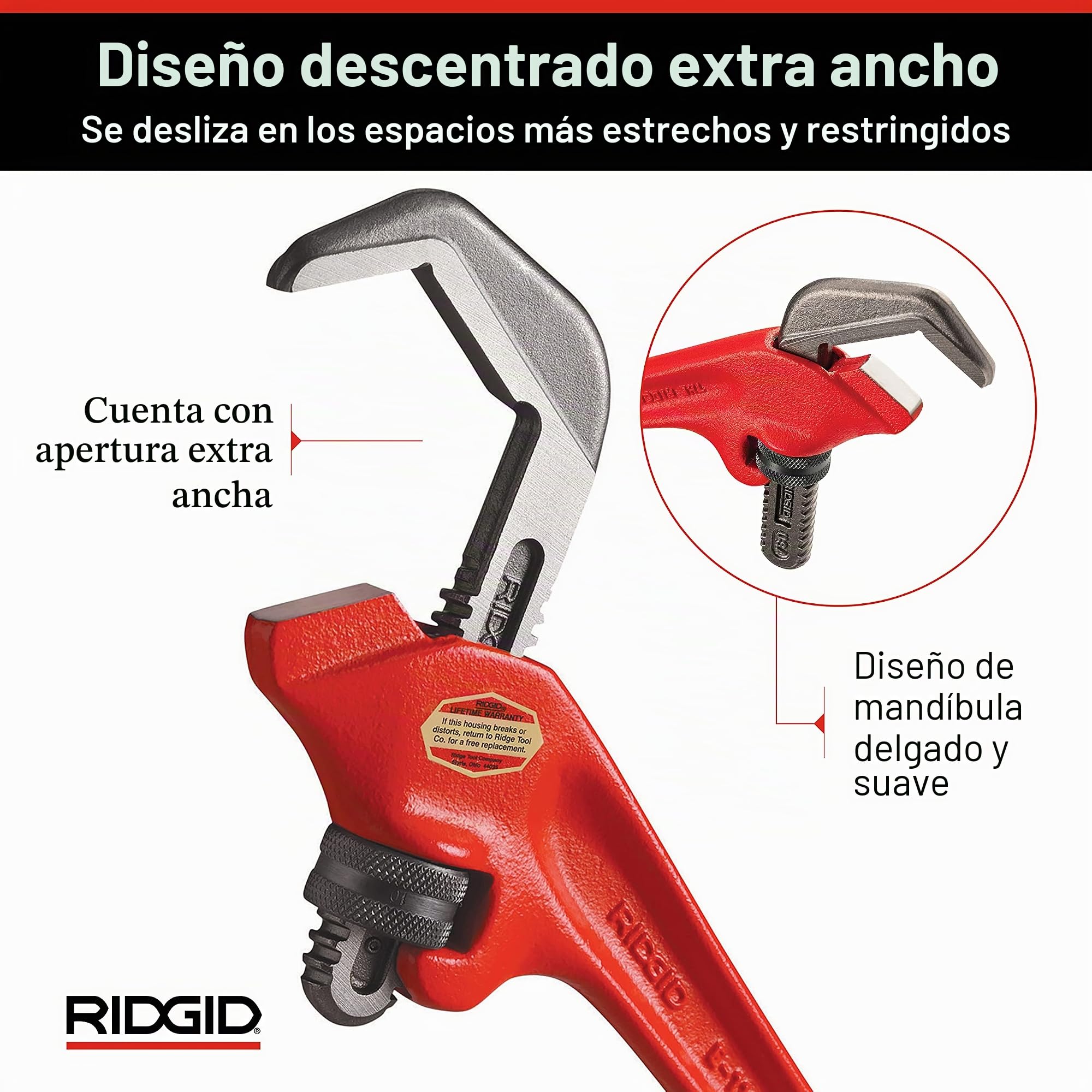 RIDGID 31305 Modelo E-110 Llave hexagonal, Llave hexagonal de ajuste transversal de 9 1/2 pulgadas