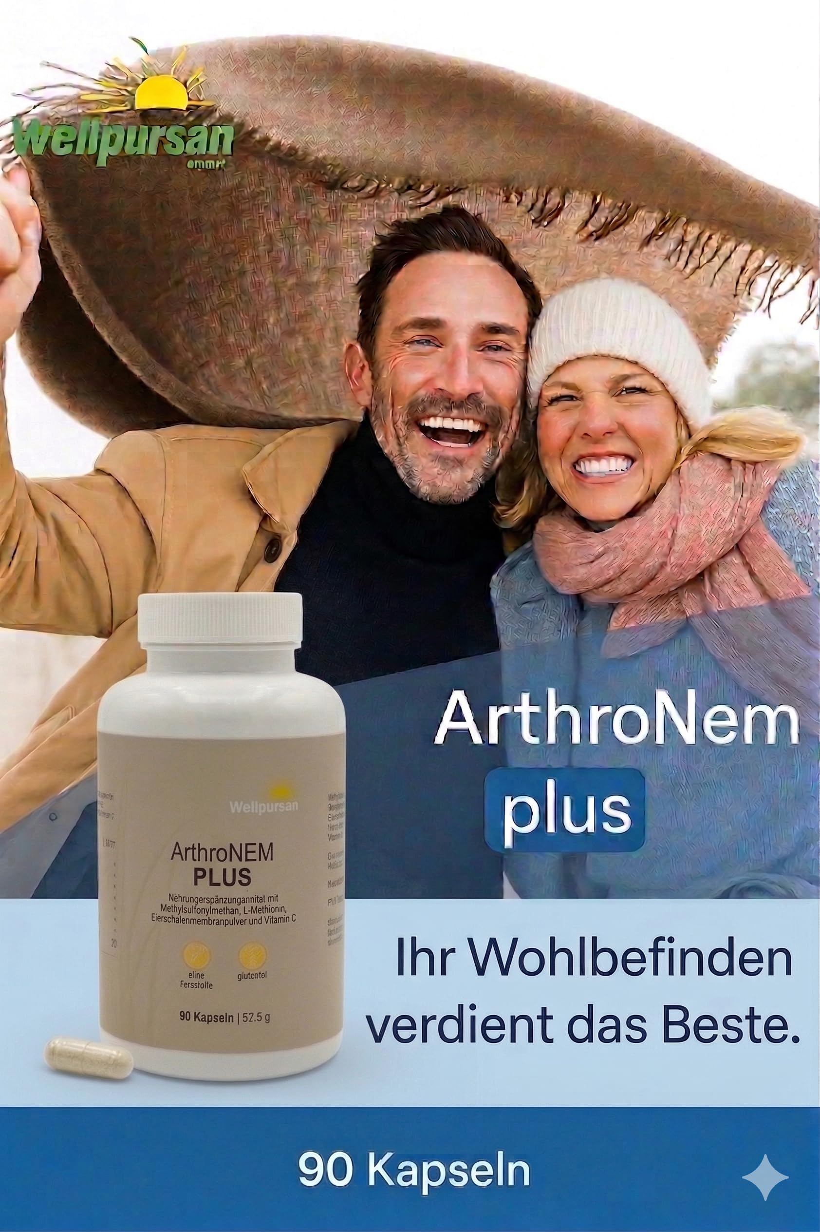 Wellpursan ArthroNem Plus - 2 x 90 Gelenkkapseln zur Unterstützung bei Arthrose & Gelenkschmerzen, Gelenk-Komplex mit MSM & Vitamin C, Nahrungsergänzung für Gelenke und Knorpel