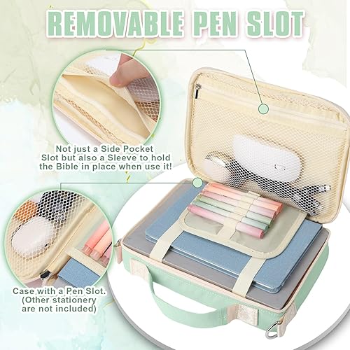 Miniatura 8 de Silkfly Funda grande de felpilla para la Biblia con letras de felpilla para niña, parches preparatorios, estuche bíblico de iglesia para mujeres,