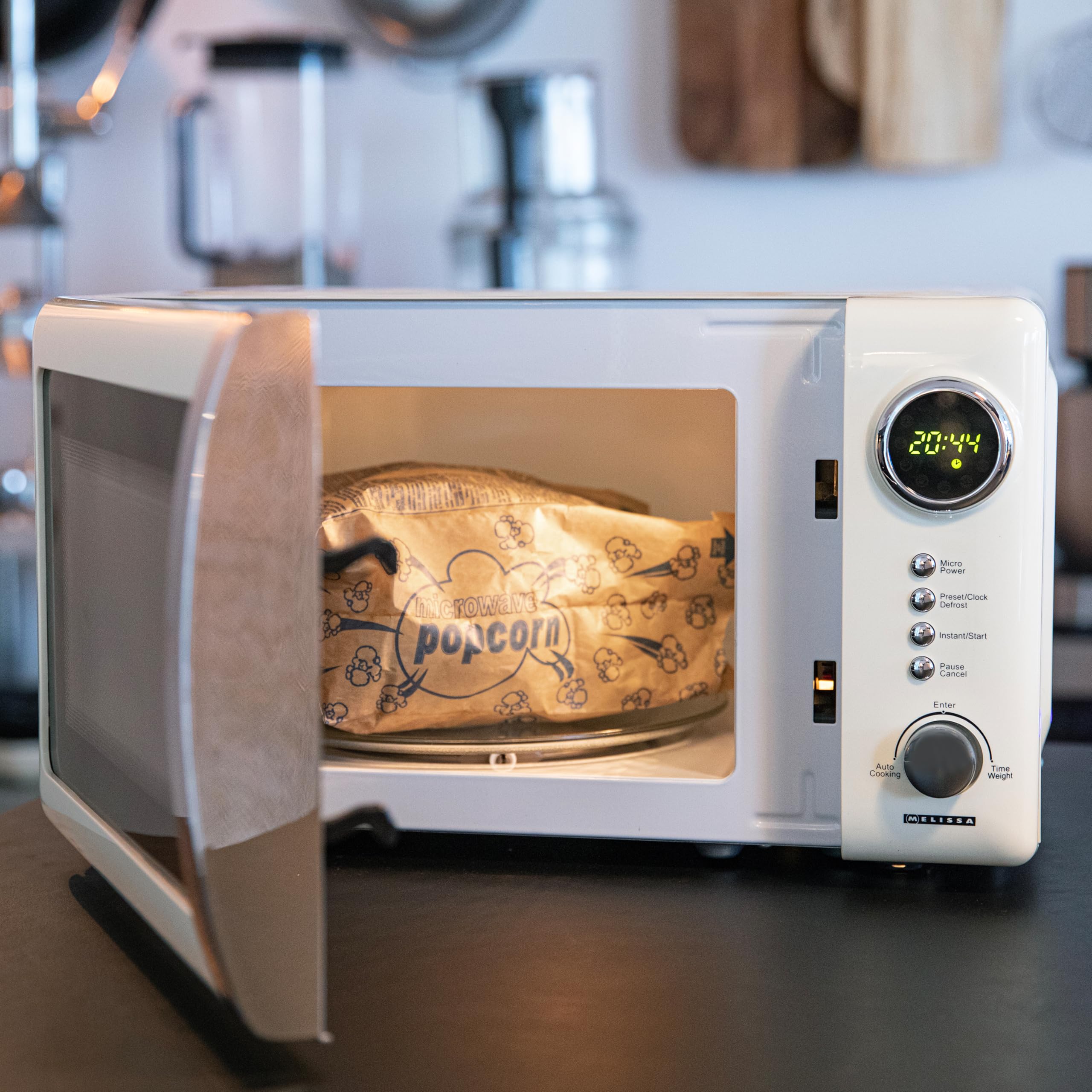 Melissa 16330108-16330109 Classico Mikrowelle - Microwave | Microwellengerät - Retro-Design Metall-Gehäuse - 20 Liter - 700 Watt - Timer - 5 Leistungsstufen