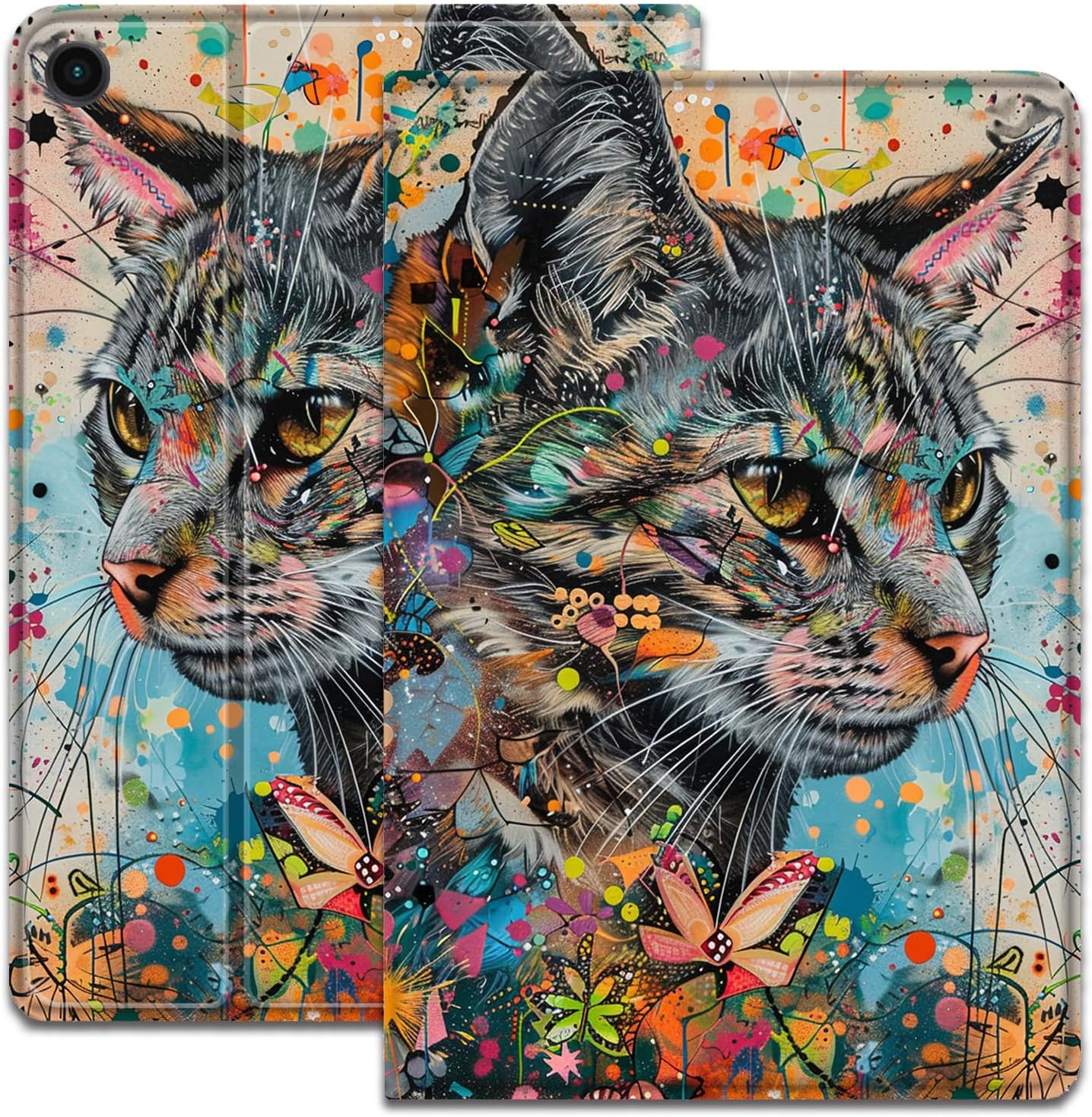Case for Samsung Galaxy Tab A9+/A9 Plus 5G 11 Inch 2023 2024 (SM-X210/X216/X218), Adjustable Folding Stand and Automatic Wake/Sleep, Shock-Proof Protection Smart Cover, Kitty