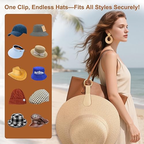 Miniatura 3 de Clip magnético para sombrero, paquete de 1 El clip de sombrero caqui claro para viajar en la bolsa, clips magnéticos para sombreros para bolsa y