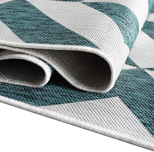 Vista 181 de Unique Loom Unique Loom Outdoor Collection - Alfombra de área - Napa (3 pies 3 pies, redonda, amarillo y aguamarina/amarillo)