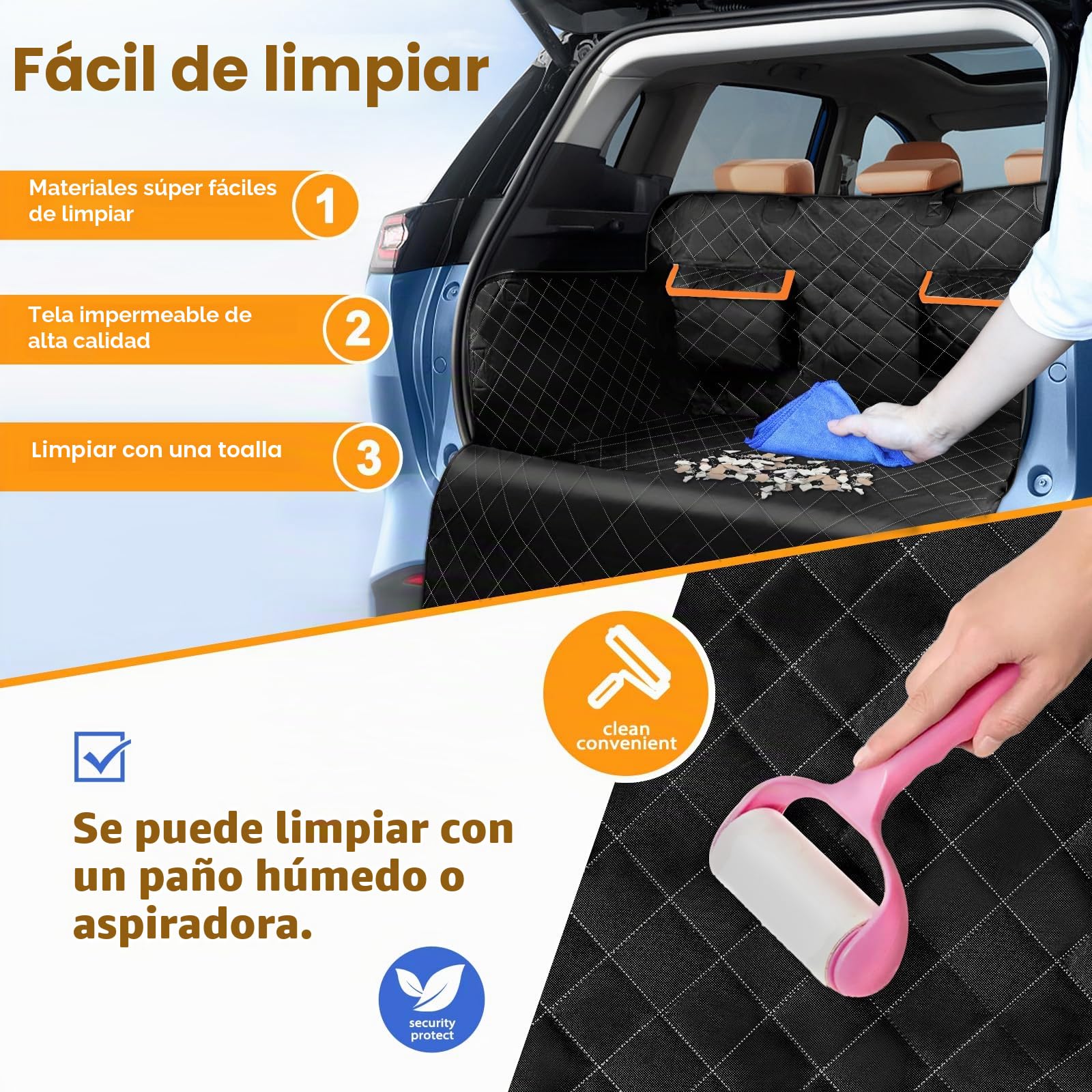 DATEFUN Funda Maletero Coche Perros - Universal Protector con Dos Bolsas de Almacenamiento - Impermeable & Antideslizante Adecuado para Autos Pequeños y Medianos
