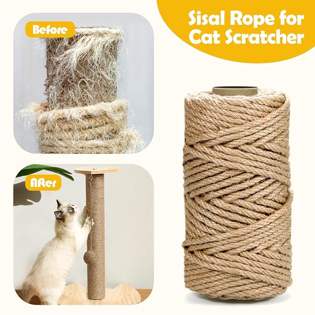 Foto 4 de 7 de Cuerda de Sisal Natural 5 mm 50 m para Rascadores y Proyectos de Bricolaje