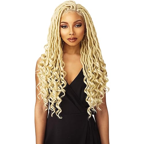 Sensationnel Cloud9 4X4 Braided Wig - Goddess Locs Hand Tied Swiss Lace Braided Wig With Large Parting Area (2 DARKBROWN)