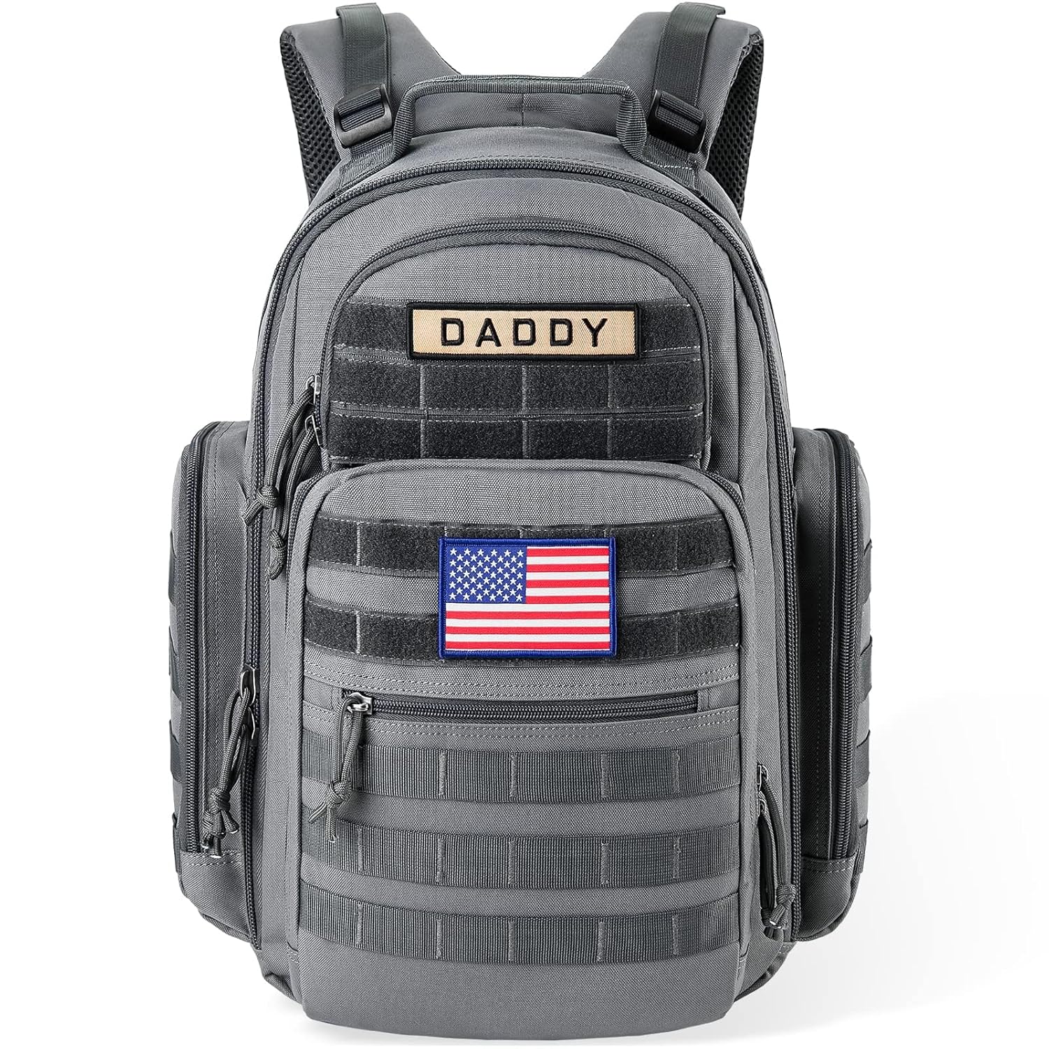 SHARKMOUTH Diaper Bag Backpack for Dad and Mom, Military Molle diaper Pack with Insulated Bottle Holders and Wipe Pocket