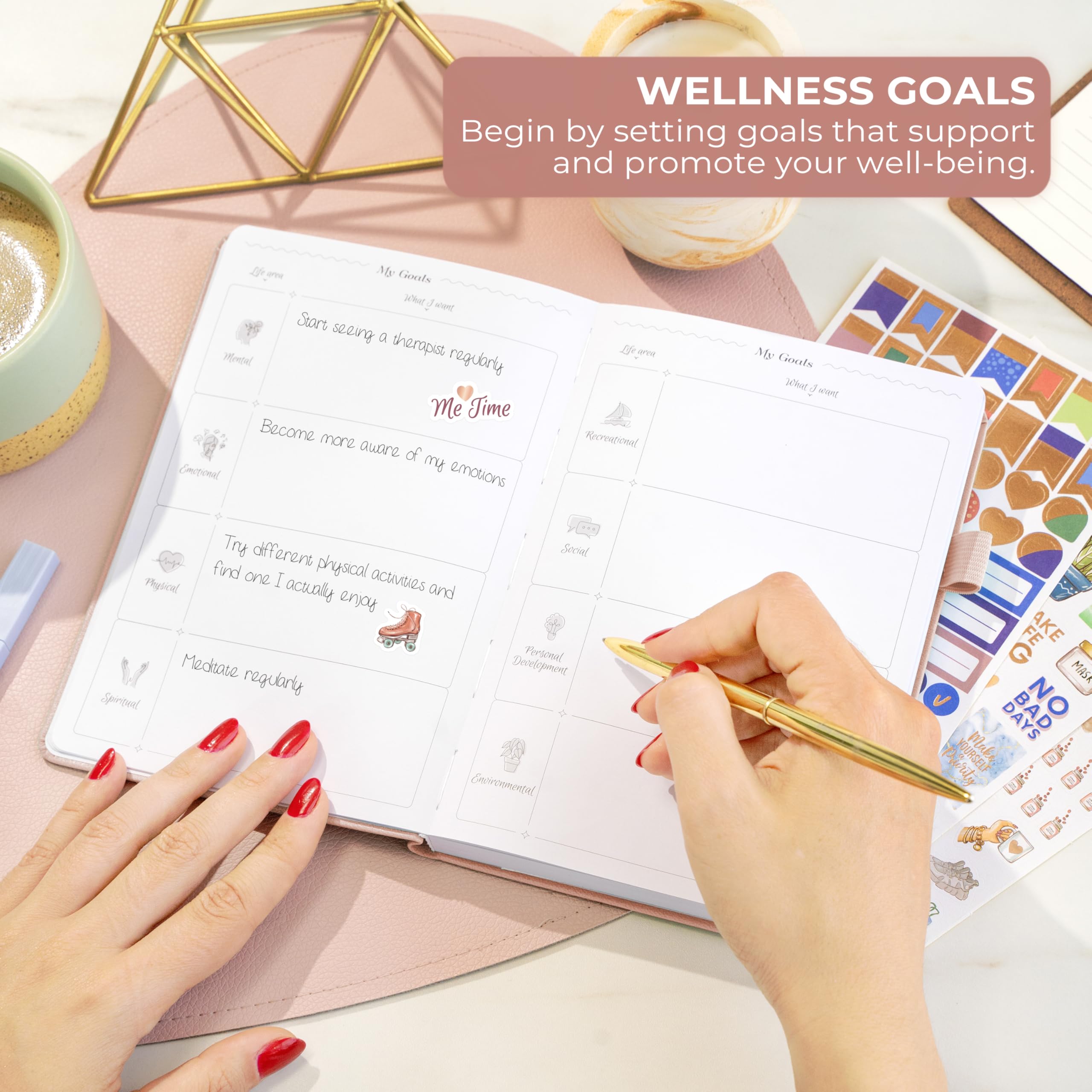 GoGirl Self-care Journal, Daily Mental Health Notebook with Mood & Wellness Trackers, Personal Development - Image 3