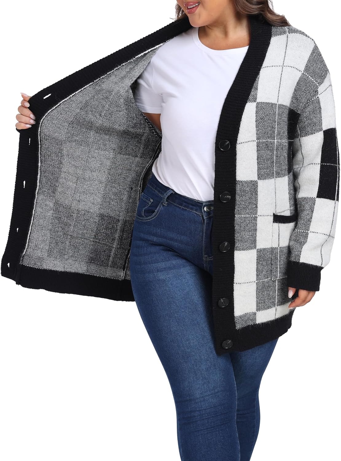 Shiaili Warm Plus Size Sweater Coats Soft Stretched Cardigan for Women - Image 4