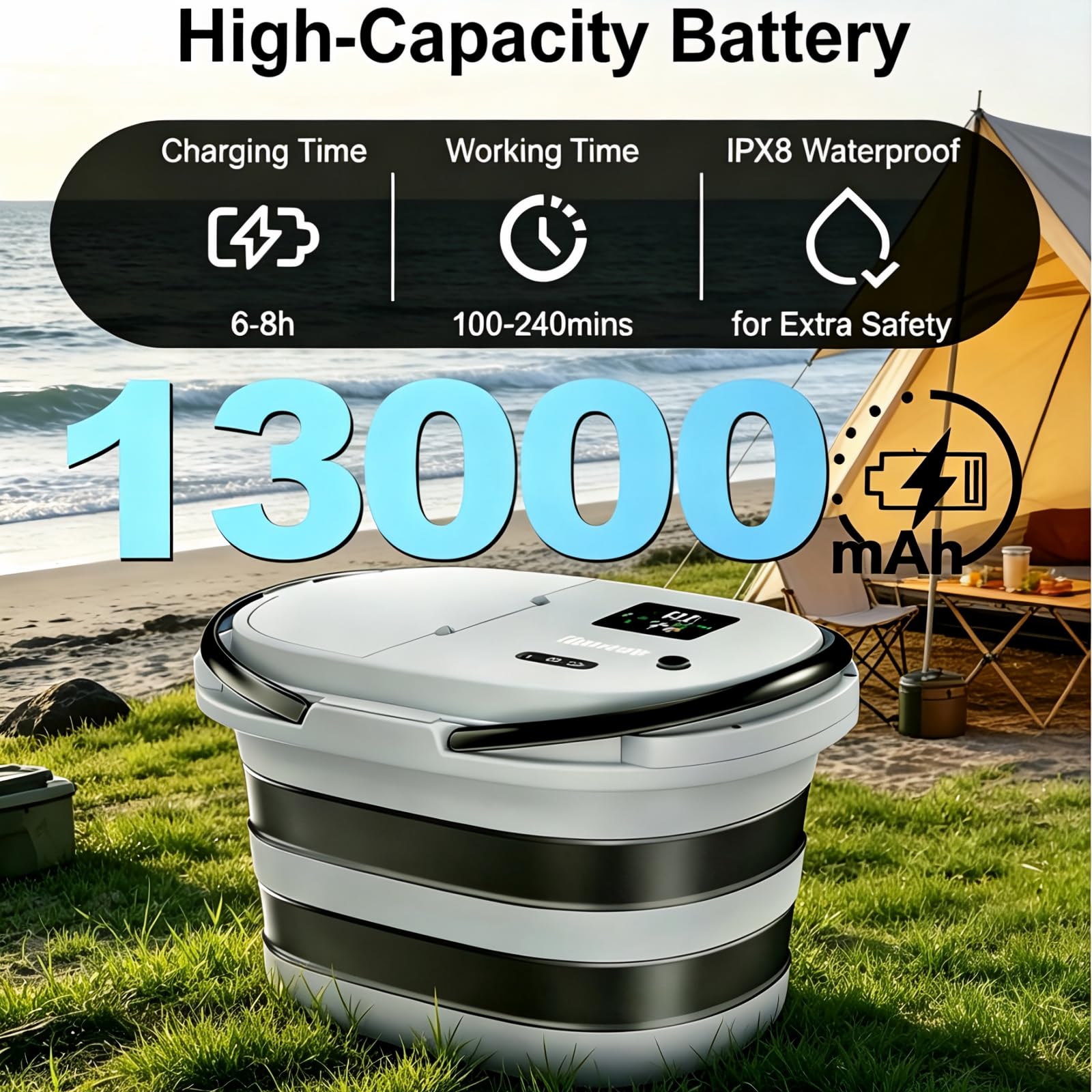 Amazon | Tipkook ポータブルシャワー 17Lウォーターバケット付き