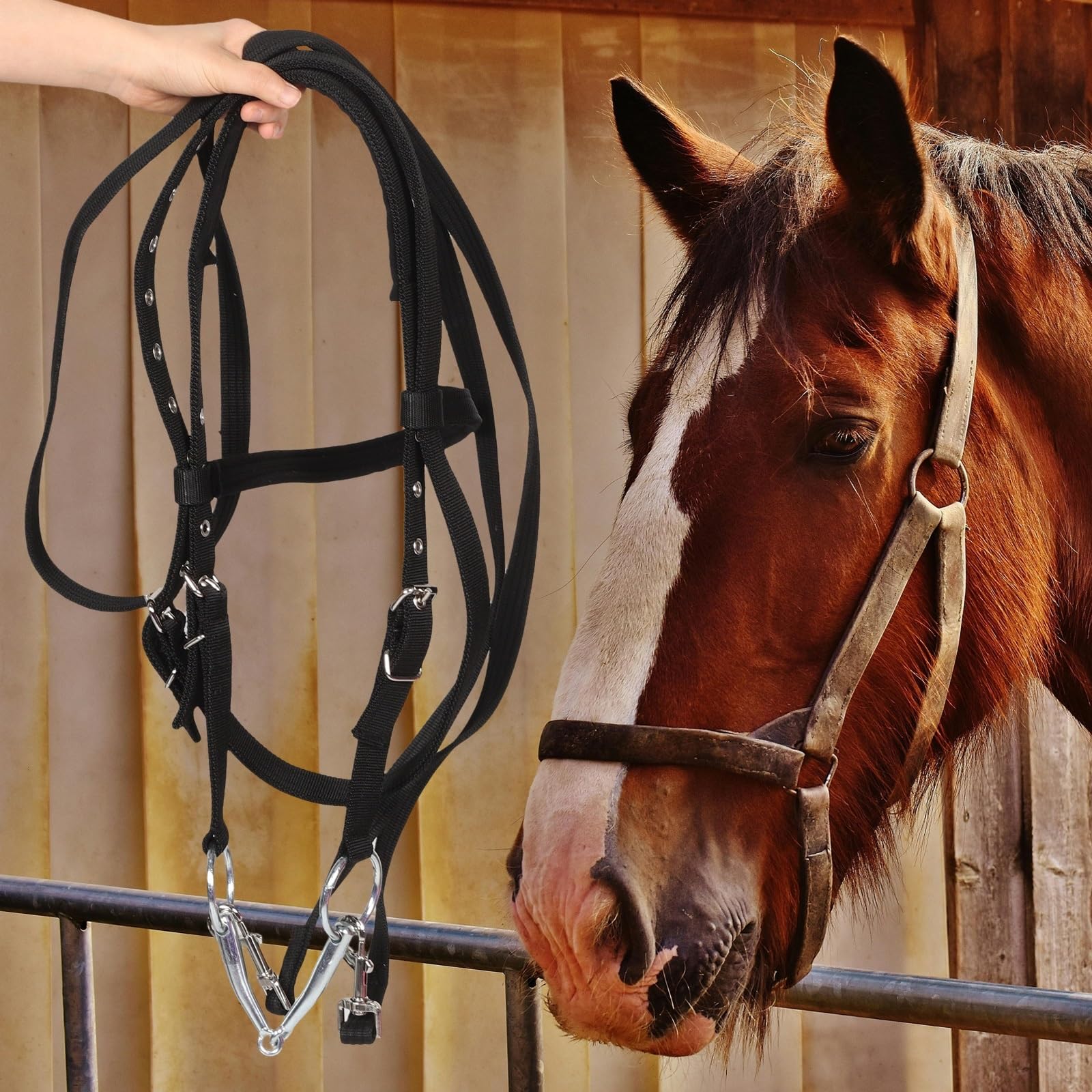 Cabestro de caballo, cabestro de cuerda multiusos para senderos, todo terreno, cabestros de nailon a juego