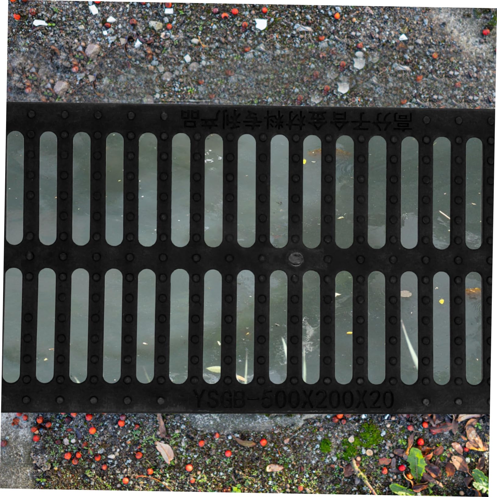 Wymienna pokrywa kanalizacyjna z żywicy, 500 x 200 x 20 mm, plastikowy ruszt odpływowy do drenażu zewnętrznego, profesjonalny ruszt do wykopów do kuchni i użytku miejskiego, wytrzymała ochrona