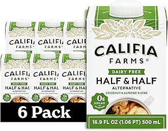 Califia Farms - Unsweetened Better Half, Half And Half Substitute, 16.9 Oz (Pack of 6), Almond Milk, Coconut Cream, Coffee Creamer, Keto, Shelf Stable, Dairy Free, Plant Based, Vegan